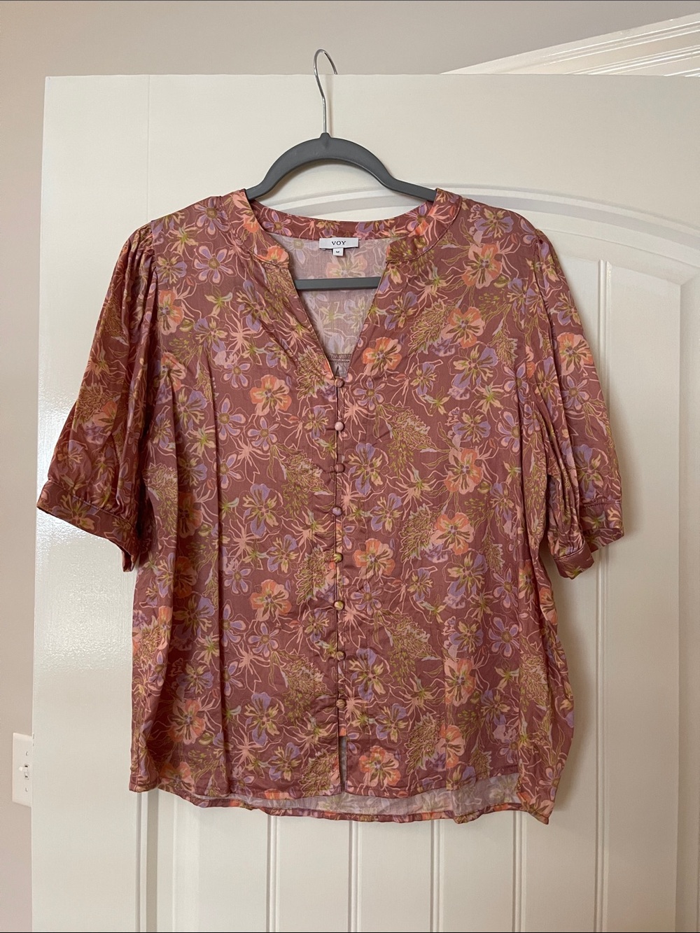 Voy M Floral Button-Front Blouse